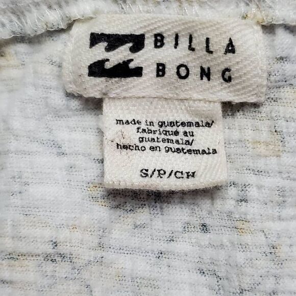 Billabong Women’s Small Peasant Top Yellow Floral Boho Crinkle Cotton Blouse Tie - Picture 5 of 7